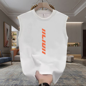 Vest Mens Waistcoat Men Sports Fitness Wide Shoulder Tank Top Summer Pure Cotton Thin Overweight People plus Size Sleeveless T-Shirt Fashion