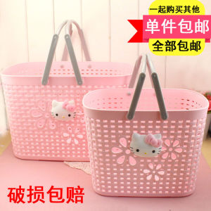 Handheld Bath Basket Hollow out Design Bathroom Storage Bucket Womens Style Shopping Basket Toiletries Organizer Cat Brand