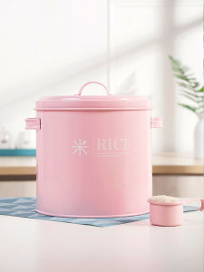 Pink Small Size Rice Tub 5kg Sealed Moisture Proof Insect Proof Sun Proof Face Powder Tub Dog Food Tub Cat Food Tub with Rice Spoon
