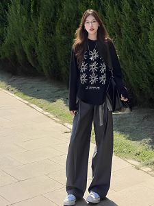 Áo Thun Dài Tay Rộng Rãi Mùa Xuân Thu Cho Nữ Áo Lót Cotton Phong Cách Mỹ Che Phủ Thịt Thời Trang Hợp Thời Trang Áo Thun Thường Ngày