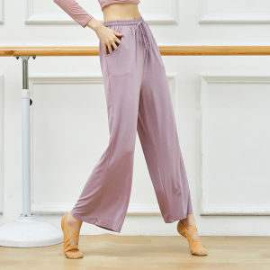 Wide Leg Dance Practice Pants with Pockets Modal Elastic Performance Trousers for Women Modern Dance Ethnic Dance Outfits