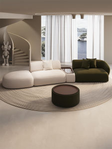 Modern Minimalist Arc Sofa Designer Style Beauty Salon Waiting Area Reception Sofa Coffee Table Combination Velvet Fabric