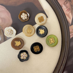New Chinese Style Dual Tone Resin Metal Button for Cheongsam Coat round Button Suit Jacket Sweater Decorative Button