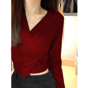 HUOLISI | Female V-Neck Long Sleeve Innerwear Sweater Unique Design
