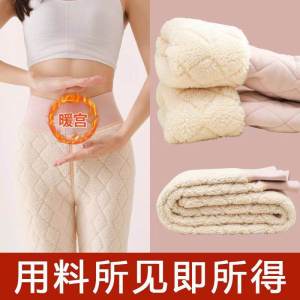Thickened Lamb Velvet Fleece Lined High Waist Cotton Pants Womens Warm Trousers Inner Wear Winter Autumn Seasonal Trousers