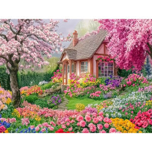 500 1000 1200 2000pcs Jigsaw Puzzle Spring Flower House Floral Landscape For Adults Complete Kit Family Fun Brain Teaser Gift