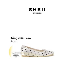 SHÉII | Giày Baler Mềm Mại Da Dê Hình Nơ Bướm 4cm Gót Trong