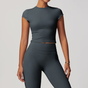 QYUED | Short Stretchy Fitted Yoga Top Quick Drying