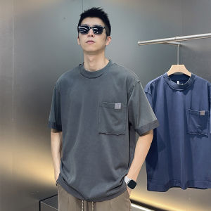 Summer 2025 New High Grammage Washed Loose American Style Short Sleeve T-Shirt Youth Fashion Cotton Polyester Blend Casual Wear