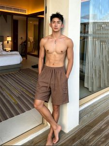 OUMULONG | Quần Short Linen Thoáng Khí Thời Trang Cho Nam Mùa Hè