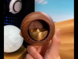 【Ready stock】Japanese Wood Doorbell Round Egg Type Magnetic Wireless Chime Entrance Doorbell Shopkeepers Bell Japanese Wooden Wind Chimes for Home Shop