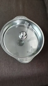 Stainless Steel Food Warmer Glass Cover  Cirle Round Design With Detachtable Stand 5841 30cm