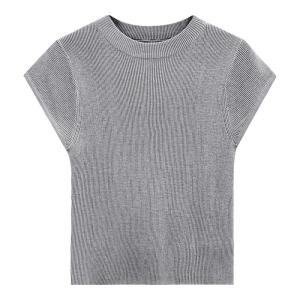 Vimly | Mood Boosting Slim Fit Light Grey Knit Short Sleeve T-shirt