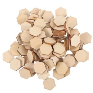 1-3cm Unfinished Hexagon Wood Pieces Blank Wooden Hexagon Shape Cutouts Natural Wooden Tile Slabs Cutouts Slices
