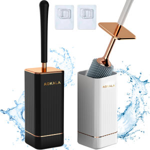 Aokala Toilet Brush and Holder Elegant Silicone Toilet Bowl Brush Set with Ergonomic Modern Bathroom Decor Durable Deep Cleaning