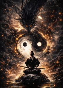 Kayou | 500/1000/1200/2000 PCS Jigsaw Puzzles Dark Dragon Tai Chi Samurai  Family Activity Game for Bedroom Home Decor Gift Frameless
