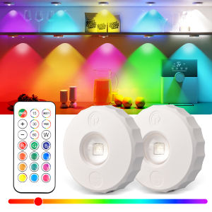 RGB Ambient Light Remote Control Rechargeable Wireless Lamp Night Light Dimmable Timing Function Cabinet Shelf Kitchen Lights