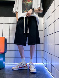 Summer New American High Street Sports Basketball Straight Leg Short Pants Men Casual Outdoor Wear Elastic Waist Five Parts