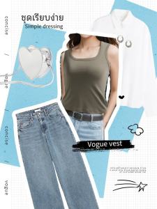 เสื้อกั๊กคอวีผ้าฝ้าย DD5611 สำหรับผู้หญิง สวมใส่สบาย สไตล์ลำลอง ทรงเข้ารูป ไม่เปลี่ยนรูป แฟชั่นฤดูใบไม้ผลิ 2024