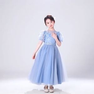 Summer Spring Baby Girls Clothes Children Princess Party Ball Gown Kids Beading Embroidered White Wedding Bridesmaid Summer Dress for 4 5 6 7 8 9 10 11 12 13 14 yrs old