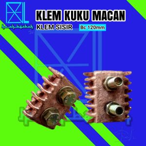 Klem Kuku Macan Sisir BC 120mm Isolator Kabel Penangkal Anti Petir Grounding Rod Clamp Rod Grounding Clam Ground Rod Clem Tebal