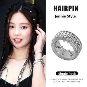 NING ZHOU | Round Metal Water Crystal Silver Hair Clip