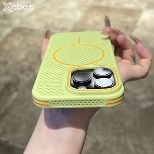 การกระจายความร้อนแม่เหล็กสําหรับiPhone 14 15 16 Pro Max Plus 12 13 MatteสําหรับMagsafeชาร์จCoolingกันกระแทก