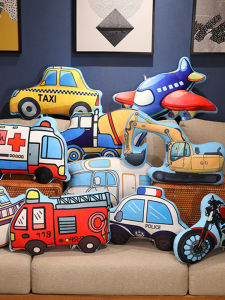 Decorative Plush Pillow Car Fire Truck Police Boat Shape Doll Airplane Boys Bedroom Decor Soft Stuffed Toy Cushion Children
