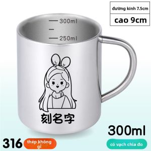 MONLEYTA | Cốc nước bằng thép không gỉ 316 chống rơi chống bỏng có thể tùy chỉnh cho trẻ em dùng để uống sữa tại nhà và trường mẫu giáo