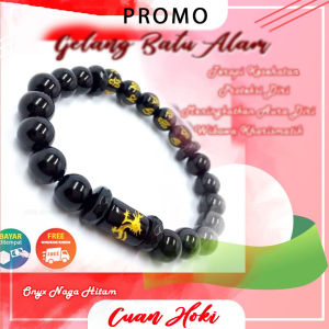 Gelang Batu Alam Onyx Naga Hitam Gelang Mantra Tibet Onyx Naga Hitam size 8MM bisa di pakai pria & wanita bisa COD