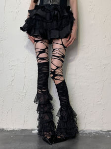 Bokior Irregular Hole Hollow Out Spicy เด็กผู้หญิง Shibuya Y2K Millennium เด็กผู้หญิง Devilish ตาข่าย สไตล์ดาร์ก ชุดถุงมือหมวกผ้าพันคอ