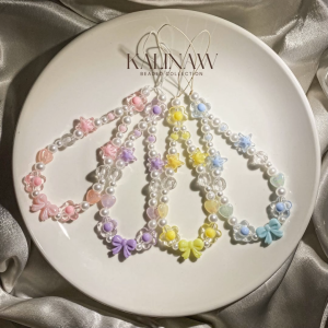 KALINAW PastelPuff Ribbon Star Flower Candy Sago Beads Beaded Keychain/ Phone Lanyard