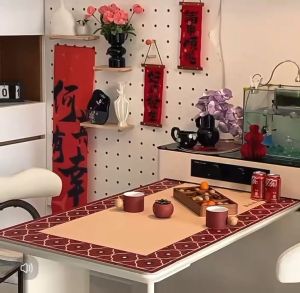 Taplak Meja Motif Imlek Anti Slip/Alas Meja Anti Air Imlek Kulit/Taplak Meja Belajar Motif Imlek/Alas Meja Premium/Taplak Meja Tahan Panas/Taplak Meja Imlek