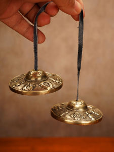 Nepal Dingxia Pure Copper Finger Cymbals Professional Meditation Yoga Percussion Therapy Instrument Inverted Bell Dharma-Vessel Clock