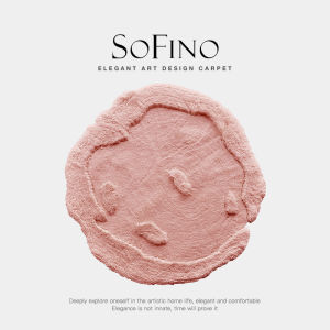 SoFINO | French Irregular Shaped Carpet Green Pink Long Fluffy