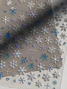 Gilding Silver Snowflake Nail Stickers Pen Holder Water Cup Sticker Relief Adhesive Japanese Style Laser Love and Deep Space Li Shen