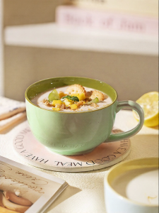 MODERN SWEETHOME | Breakfast Mug with Lid and Spoon Large Capacity Ceramic Mug