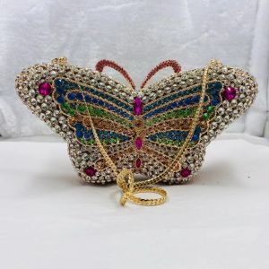 Butterfly Shaped Womens Bag Full Diamond Bag Banquet Dress Crystal Bag Banquet Bag with Diamond Inlaid Handle Bag Empty Hard Box