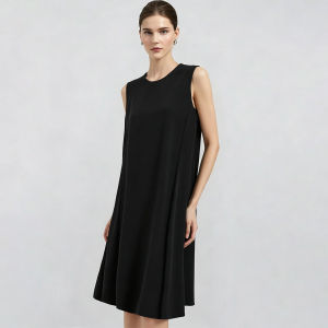 AMII | Round Neck Back Tie A-Line Leisure Dress