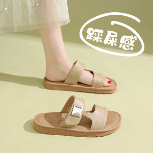 Leather H Slippers Women Summer Outdoor New Anti-slip Soft Bottom Not Tired Foot One Row Retro Birkenstock Sandals