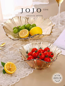 JOJOS L. PD.Blue Crystal Glass Fruit Tray for Home Living Room Tea Table Luxury Lightweight Nordic Style Decorative Dishware