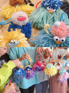 Yarn Crafts for Children in Kindergarten Middle And Large Classes Handmade Course Materials Toy Eyes And Mouth Wrapping Weaving Decoration