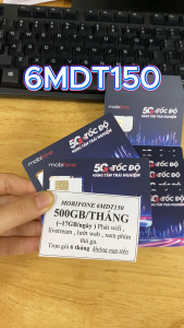 ( CÓ ESIM ) Sim 4G Mobifone 6MDT150 Tặng 500Gb/tháng - 3000GB/6 tháng Không Giới Hạn Data Theo Ngày - Miễn Phí 6 Tháng Không Nạp Tiền . FREESHIP - CHƯA KÍCH HOẠT.