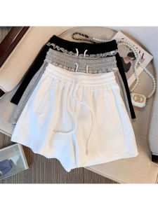 High Waist Lace Splice Casual Sports Shorts Womens Loose Wide Leg Pants Summer Korean Style Drawstring Elastic Waist