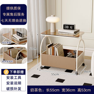 Movable Sofa Side Table Cream Style Living Room with Wheels Small Coffee Table Internet Celebrity Minimalist Glass Trolley Rack