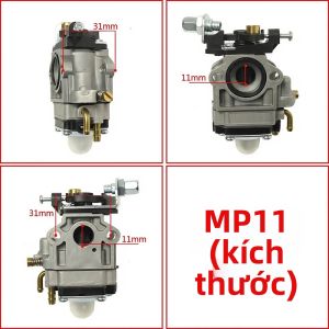 Bộ Chế Hòa Khí Máy Cắt Cỏ MP11 Dành Cho Walbro WYJ-138 WYK-186 26cc 33cc TL26 TL23 TU26 49cc 1E32F 1E34F 1E36F Động Cơ 2 Thì Tương Thích