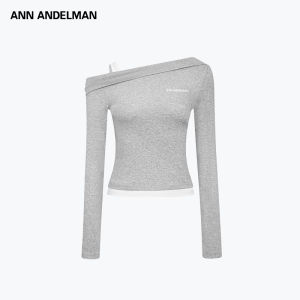 ANN ANDELMAN | Off Shoulder Long Sleeve Tank Top False Two-piece T-shirt
