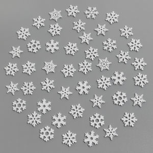 50Pcs White Wooden Snowflake Christmas Decoration Xmas Tree Ornaments for Home Decor 2026 New Year Navidad DIY Gifts Accessories