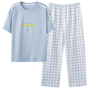 Bộ đồ ngủ nữ MiiOW Cat Person vải cotton tay ngắn quần dài thoáng khí.