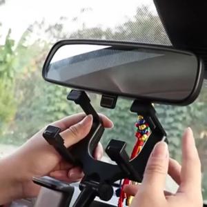 Yitong 1PC Car Rearview Mirror Phone Mount Universal Adjustable Cell Phone Holder Anti Shake Clip Bracket for GPS Navigation